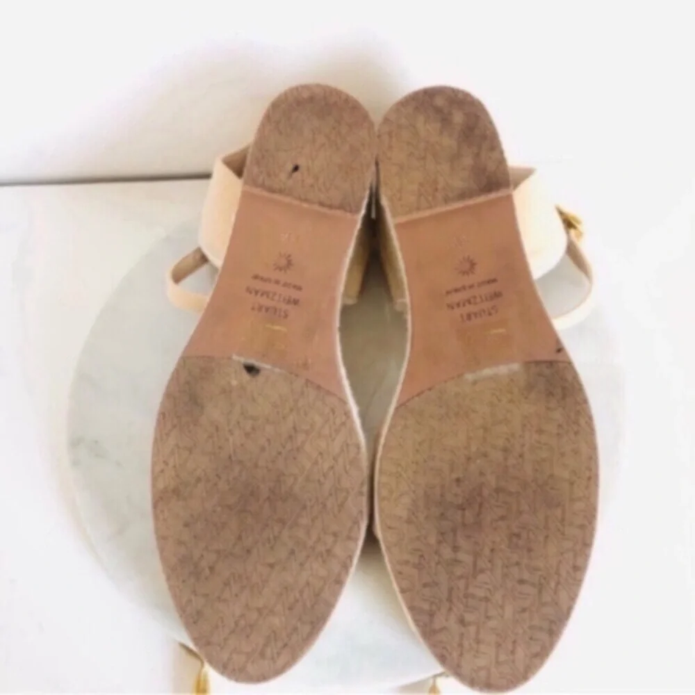 STUART WEITZMAN MIRELLA Cream Crisscross Wedge Espadrille Sandals